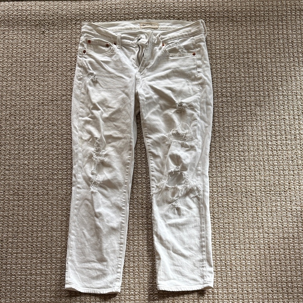 Gap slim crop  White Distressed Women Jeans